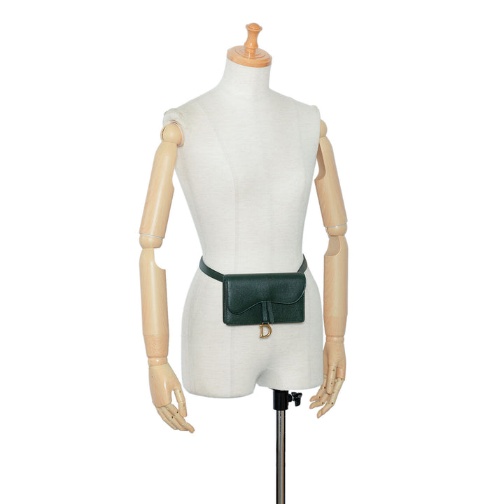 Leather Saddle Belt Bag Green - Gaby Paris