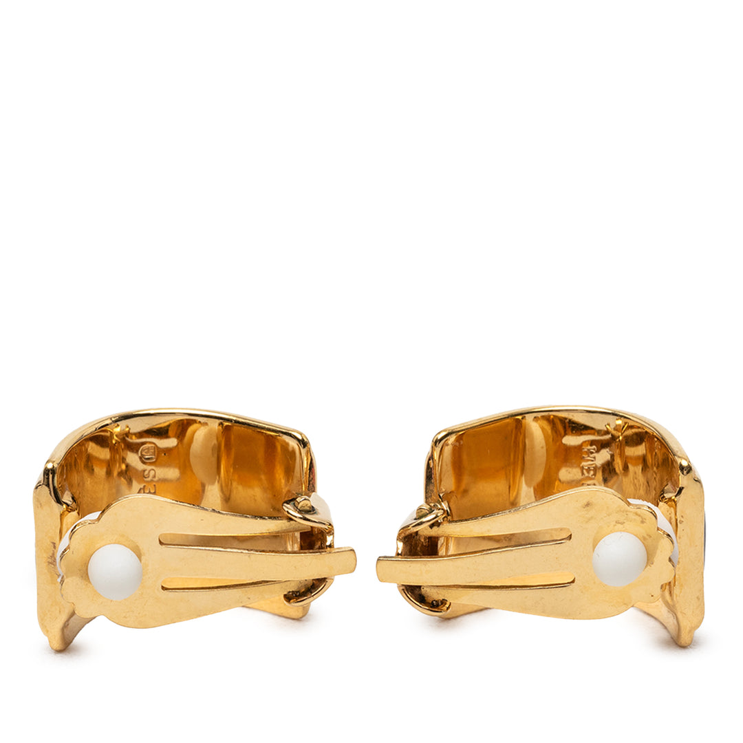 Hermès plaqué Émail Cloisonne Clip On Boucles d'oreilles