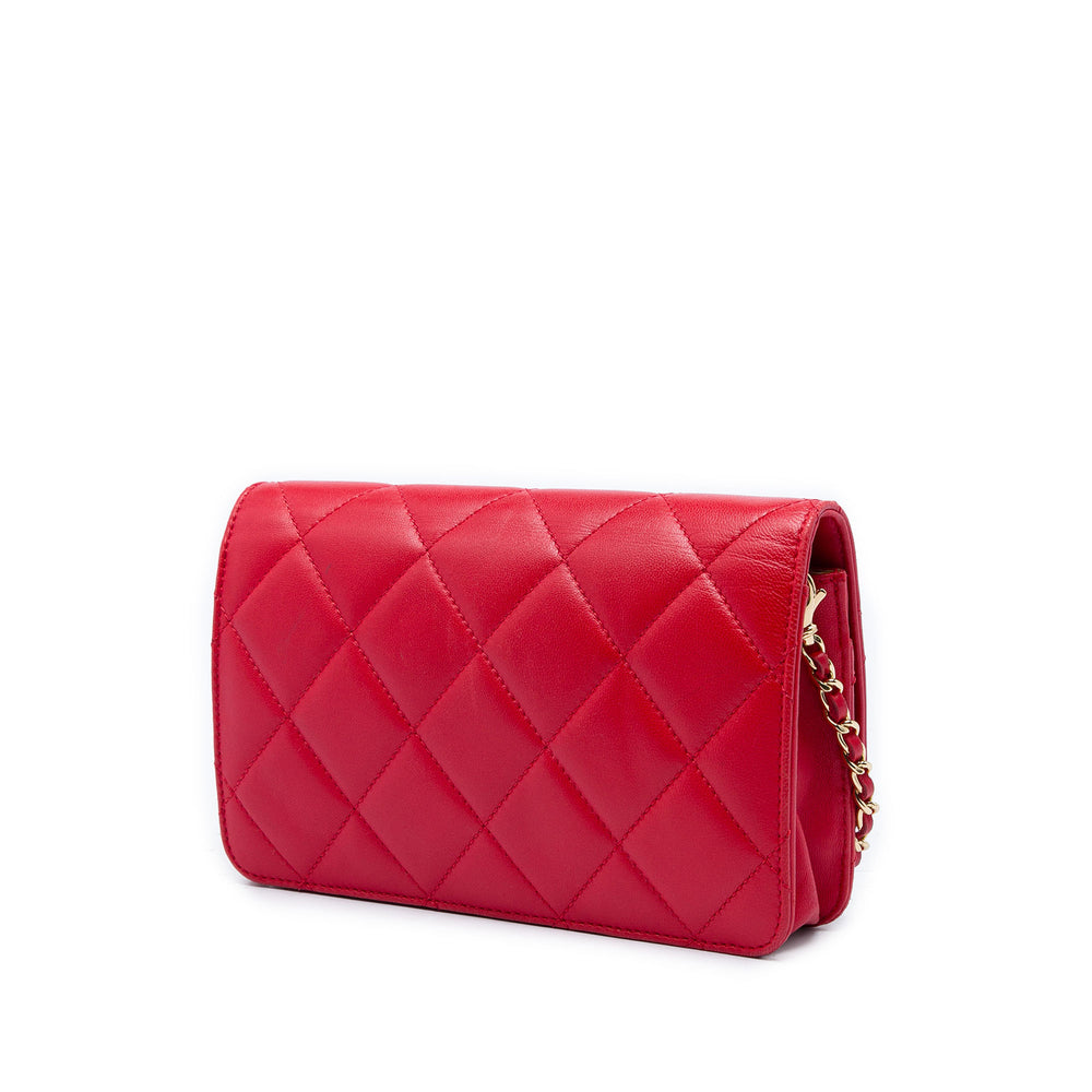 Chanel Matelassé Golden Class à rabat Moyen Cuir d'agneau Rouge – vue 2 – GABY PARIS