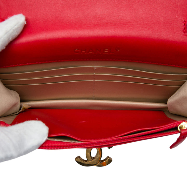 Chanel Matelassé Golden Class à rabat Moyen Cuir d'agneau Rouge – vue 4 – GABY PARIS