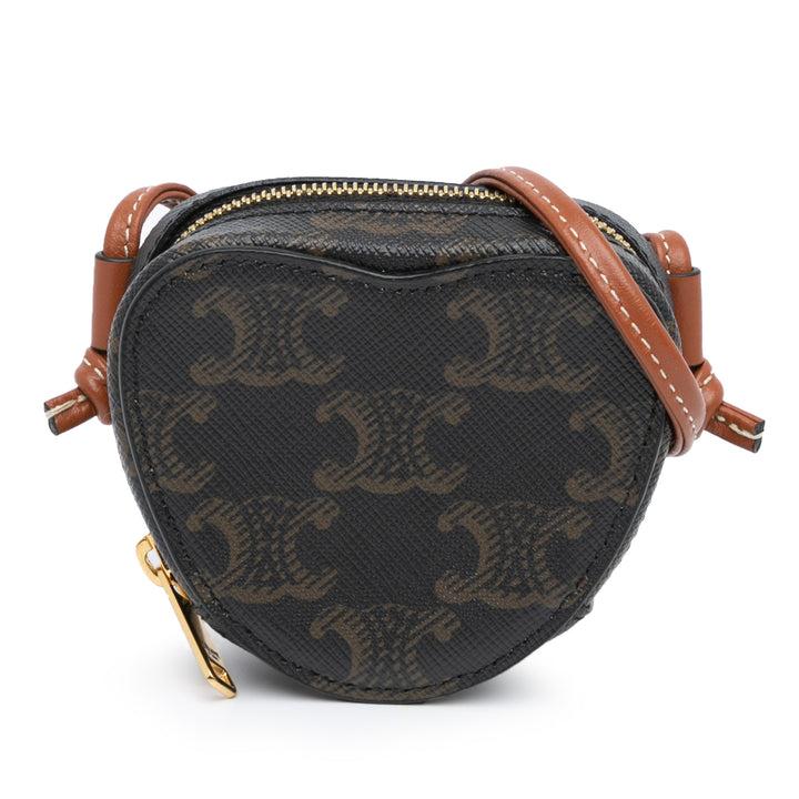 Micro Triomphe Coated Canvas Heart Crossbody Brown - Gaby Paris