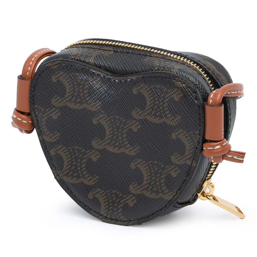 Micro Triomphe Coated Canvas Heart Crossbody Brown - Gaby Paris