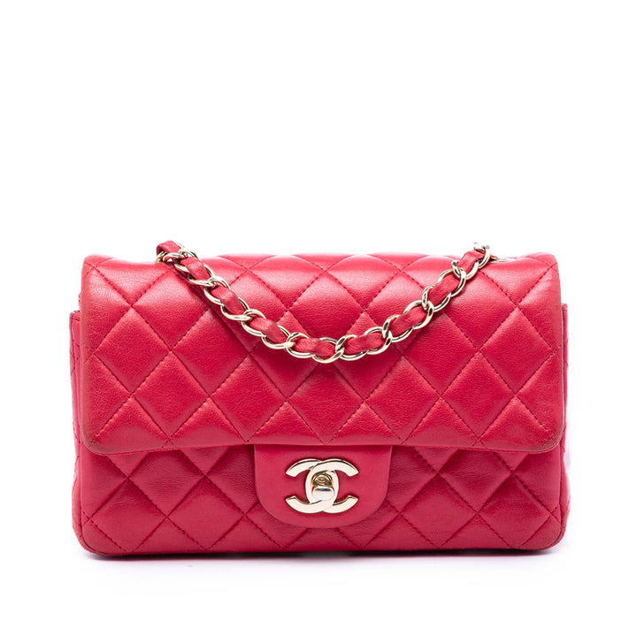 Chanel Mini Rectangular Classic Cuir d’agneau Simple rabat