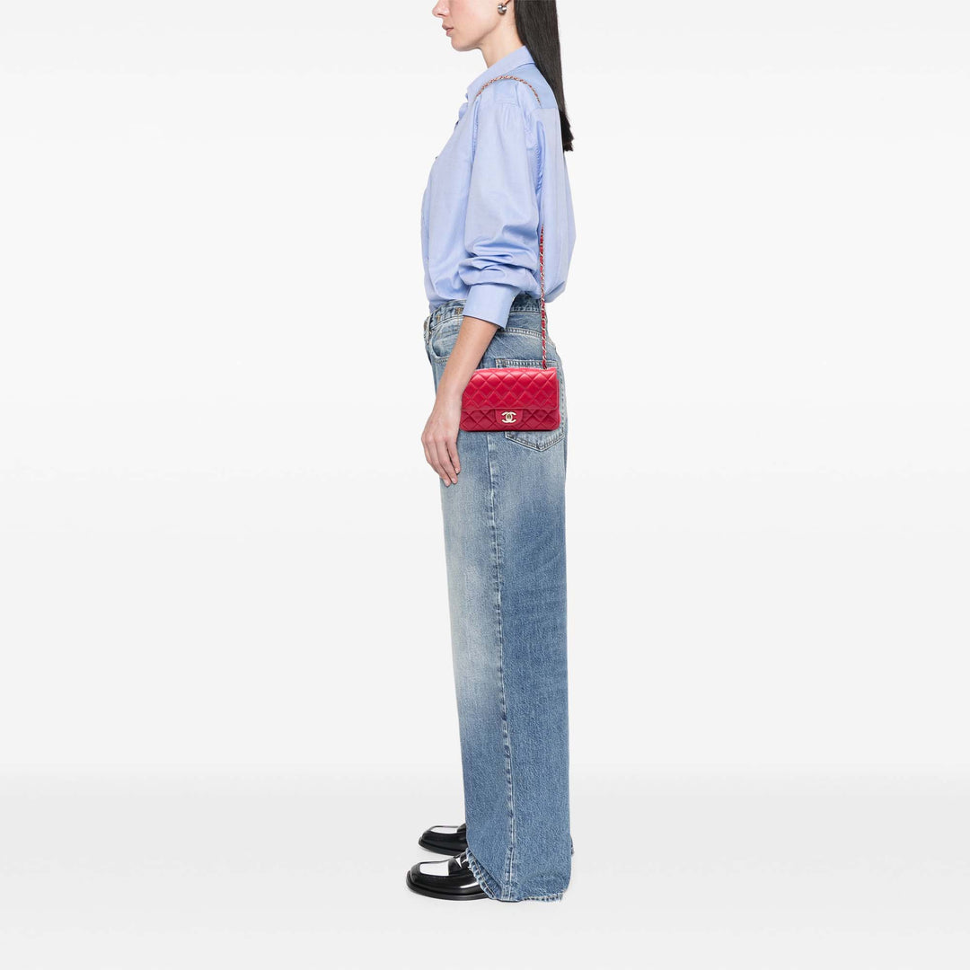 Chanel Mini Rectangular Classic Cuir d’agneau Simple rabat