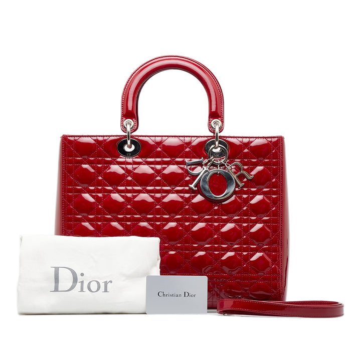 Large Patent Cannage Lady Dior Red - Gaby Paris