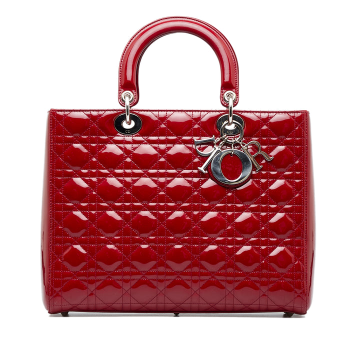 Large Patent Cannage Lady Dior Red - Gaby Paris