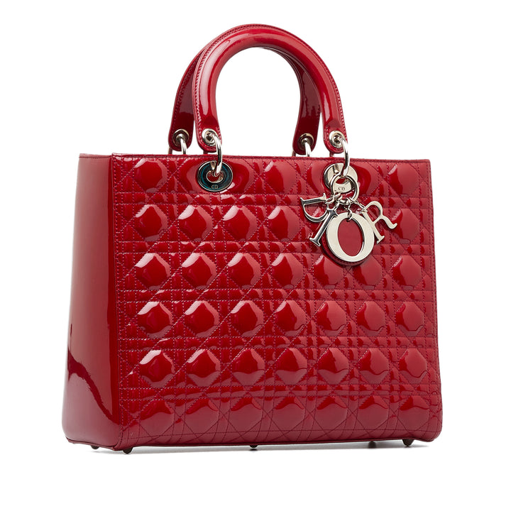 Large Patent Cannage Lady Dior Red - Gaby Paris