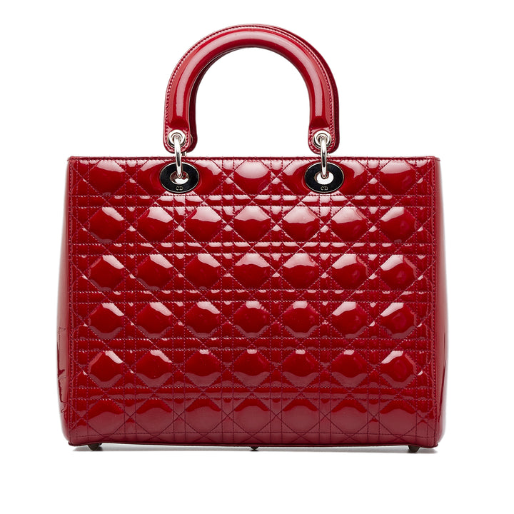 Large Patent Cannage Lady Dior Red - Gaby Paris