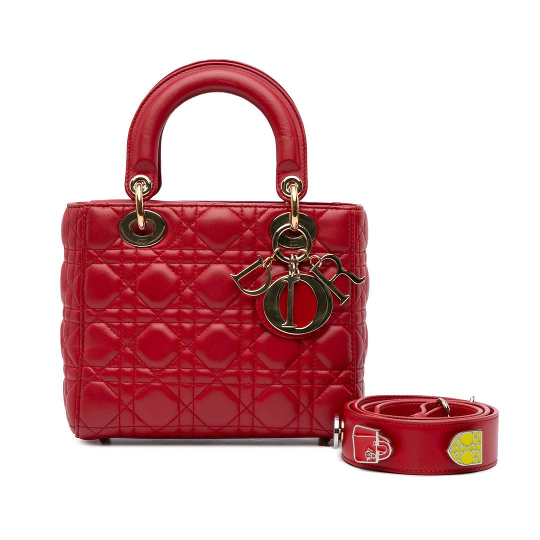 Small Lambskin Cannage My ABCDior Lady Dior Red - Gaby Paris