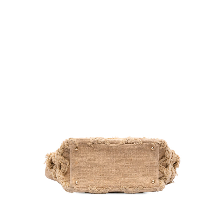 Chanel Diamond Stitch Tweed et Raffia Nature Cabas