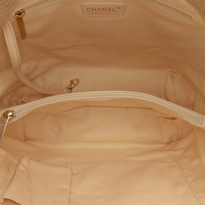 Chanel Diamond Stitch Tweed et Raffia Nature Cabas