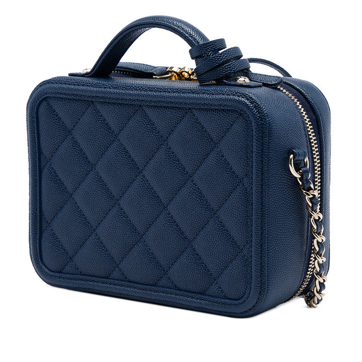 Chanel CC Filigree Vanity Petit Cuir caviar Bleu – vue 2 – GABY PARIS