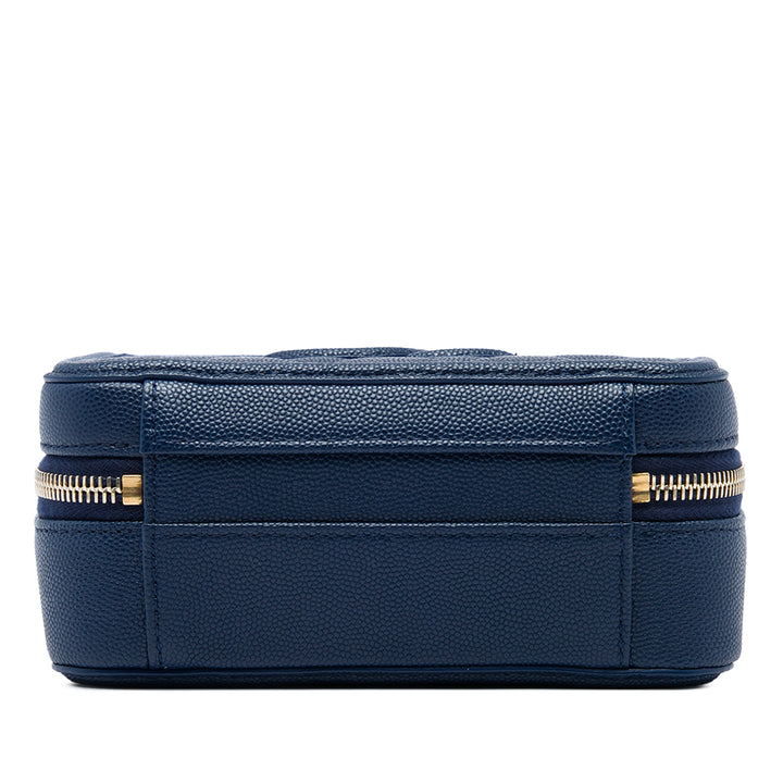 Chanel CC Filigree Vanity Petit Cuir caviar Bleu – vue 3 – GABY PARIS