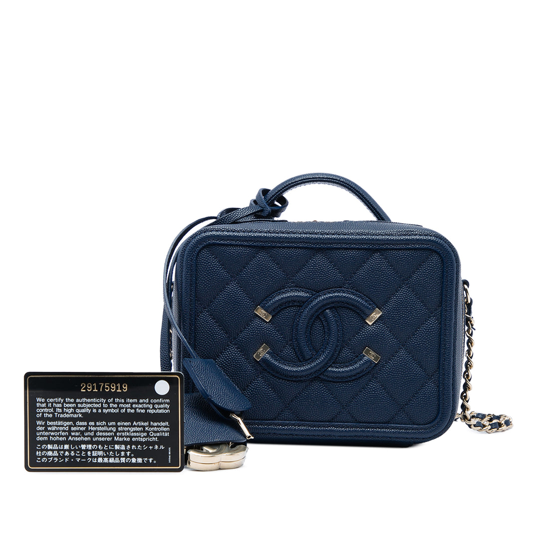 Chanel CC Filigree Vanity Petit Cuir caviar Bleu – vue 6 – GABY PARIS