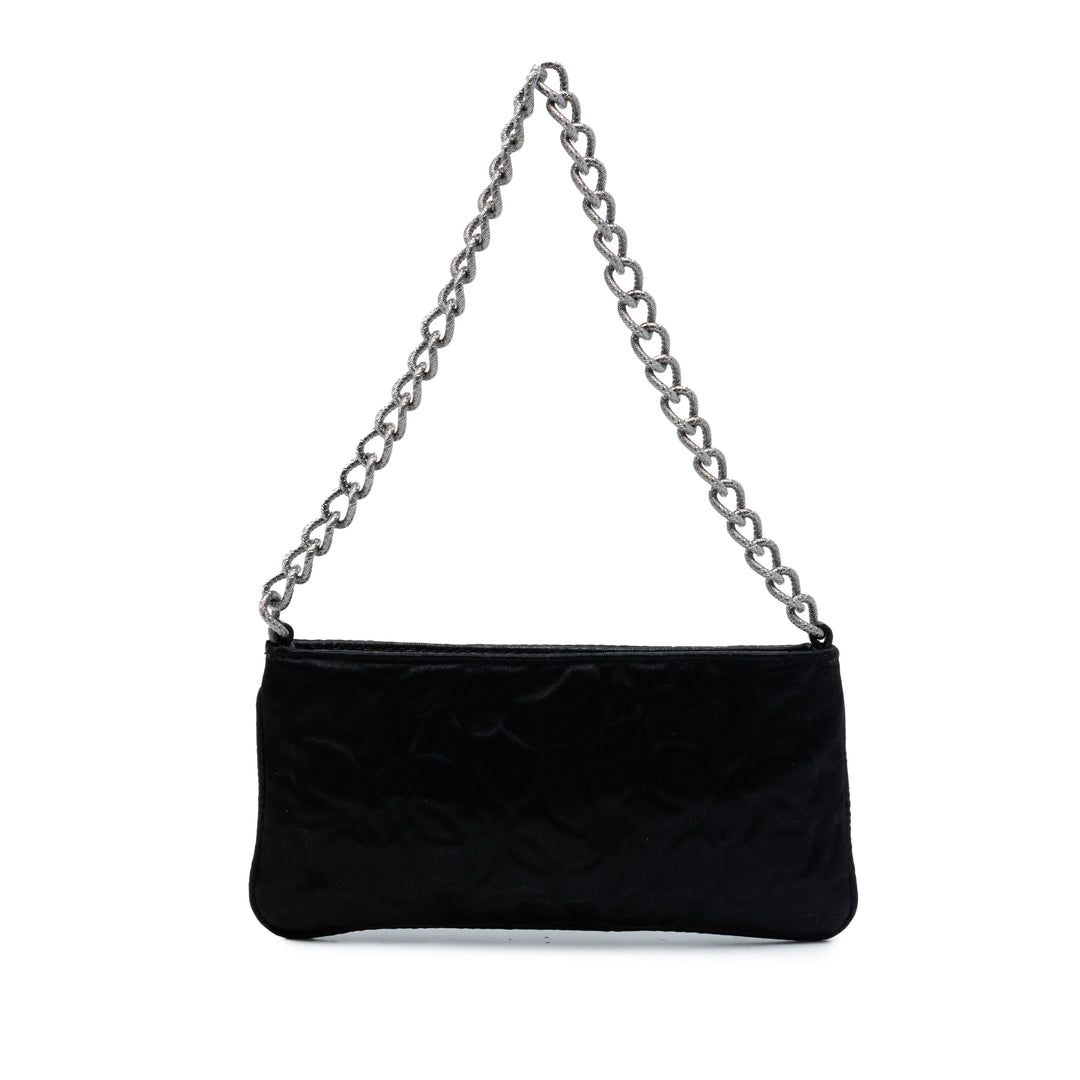 Chanel embossé Camellia Chaîne Pochette Satin