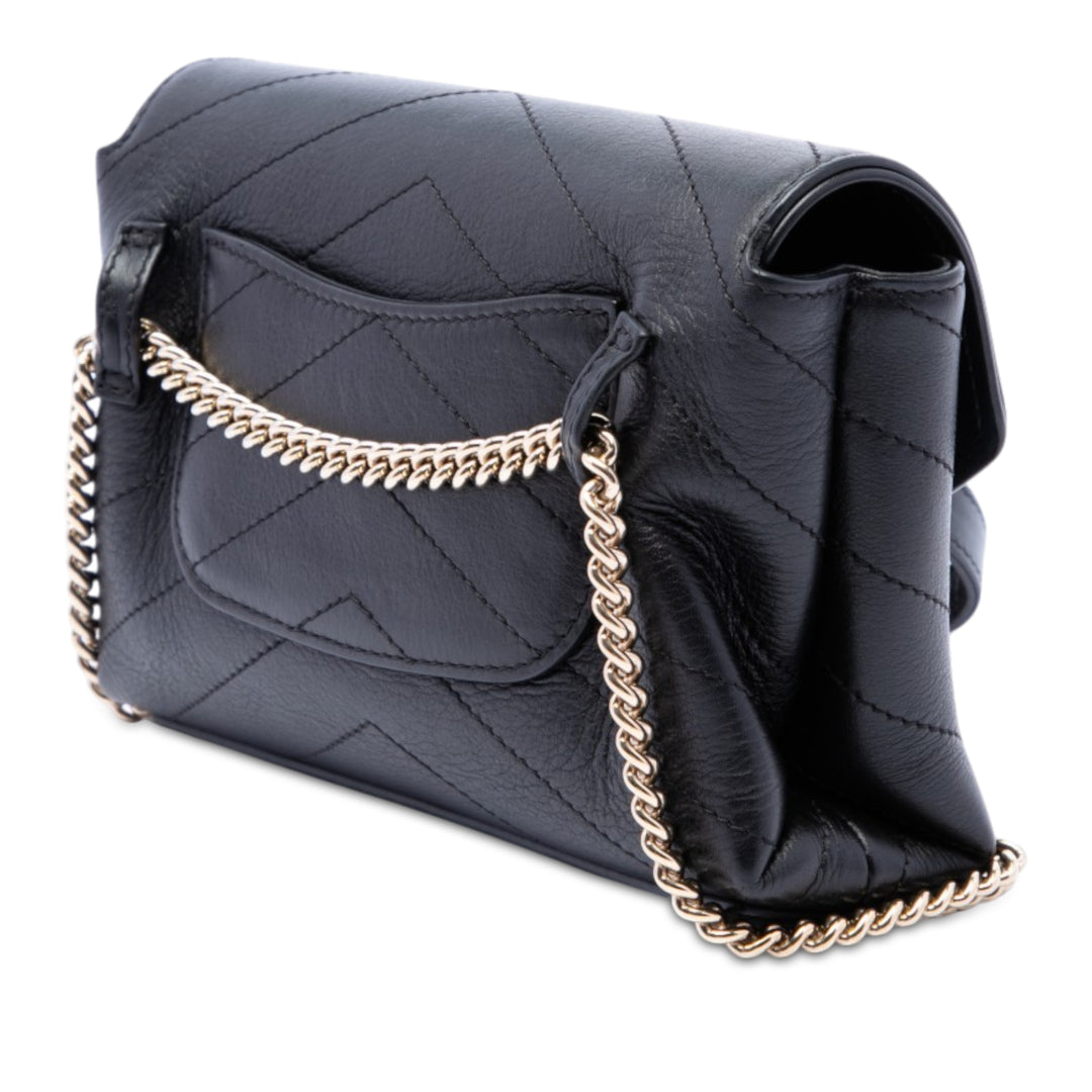Chevron Surpiqué Coco Sac ceinture Cuir de veau Noir