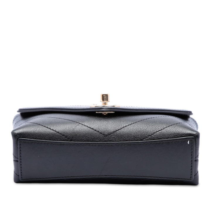Chevron Surpiqué Coco Sac ceinture Cuir de veau Noir