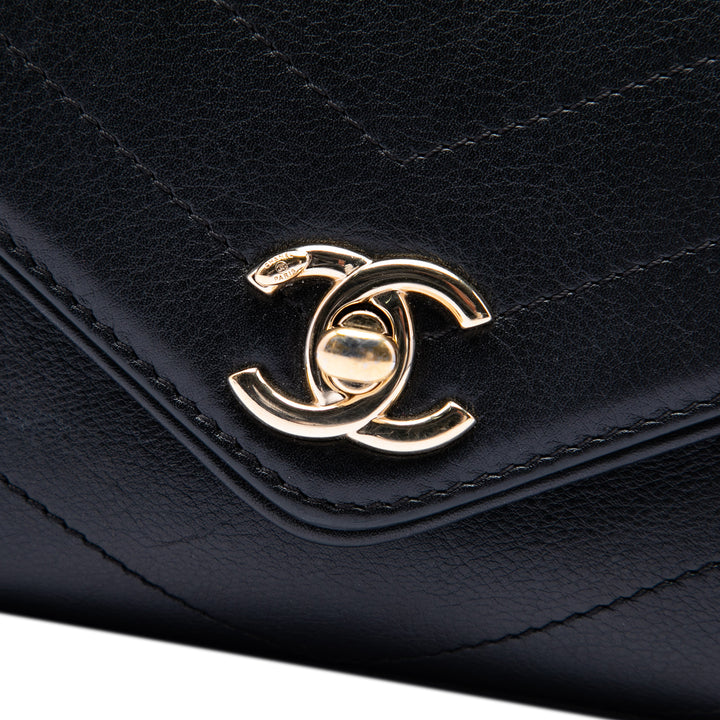 Chevron Surpiqué Coco Sac ceinture Cuir de veau Noir