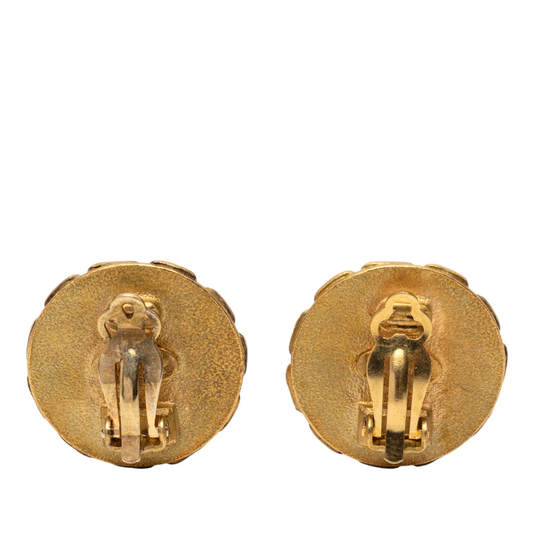 Chanel plaqué Resin CC Chain Rond Clip On Boucles d’oreilles