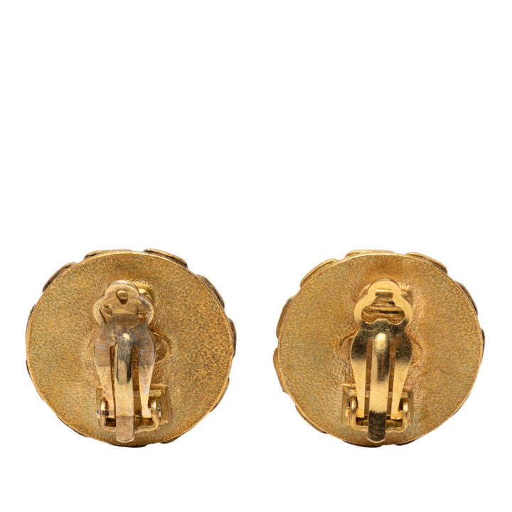 Chanel plaqué Resin CC Chain Rond Clip On Boucles d’oreilles