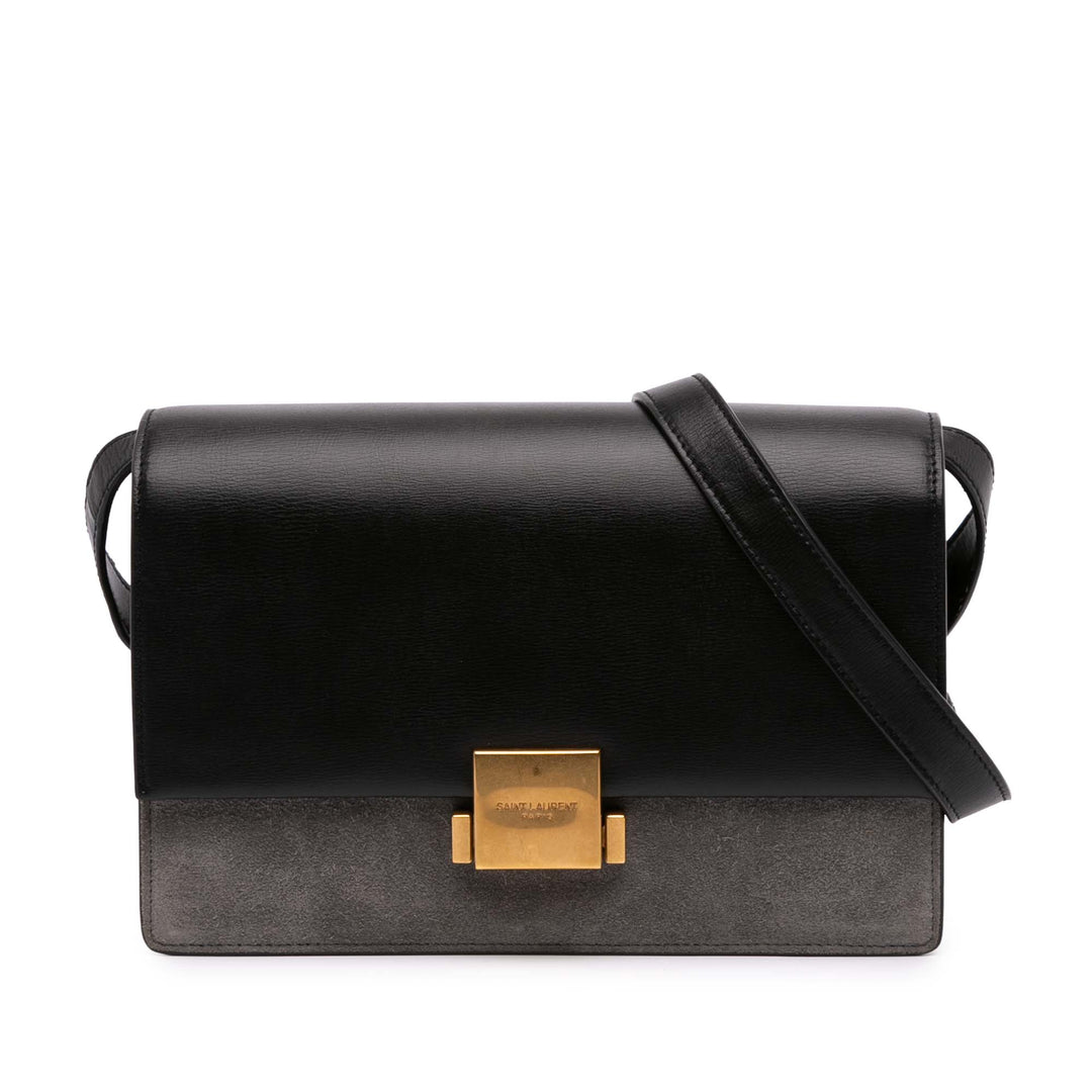 Medium Calfskin and Suede Bellechasse Bag Black - Gaby Paris
