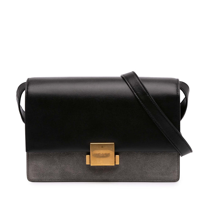 Medium Calfskin and Suede Bellechasse Bag Black - Gaby Paris