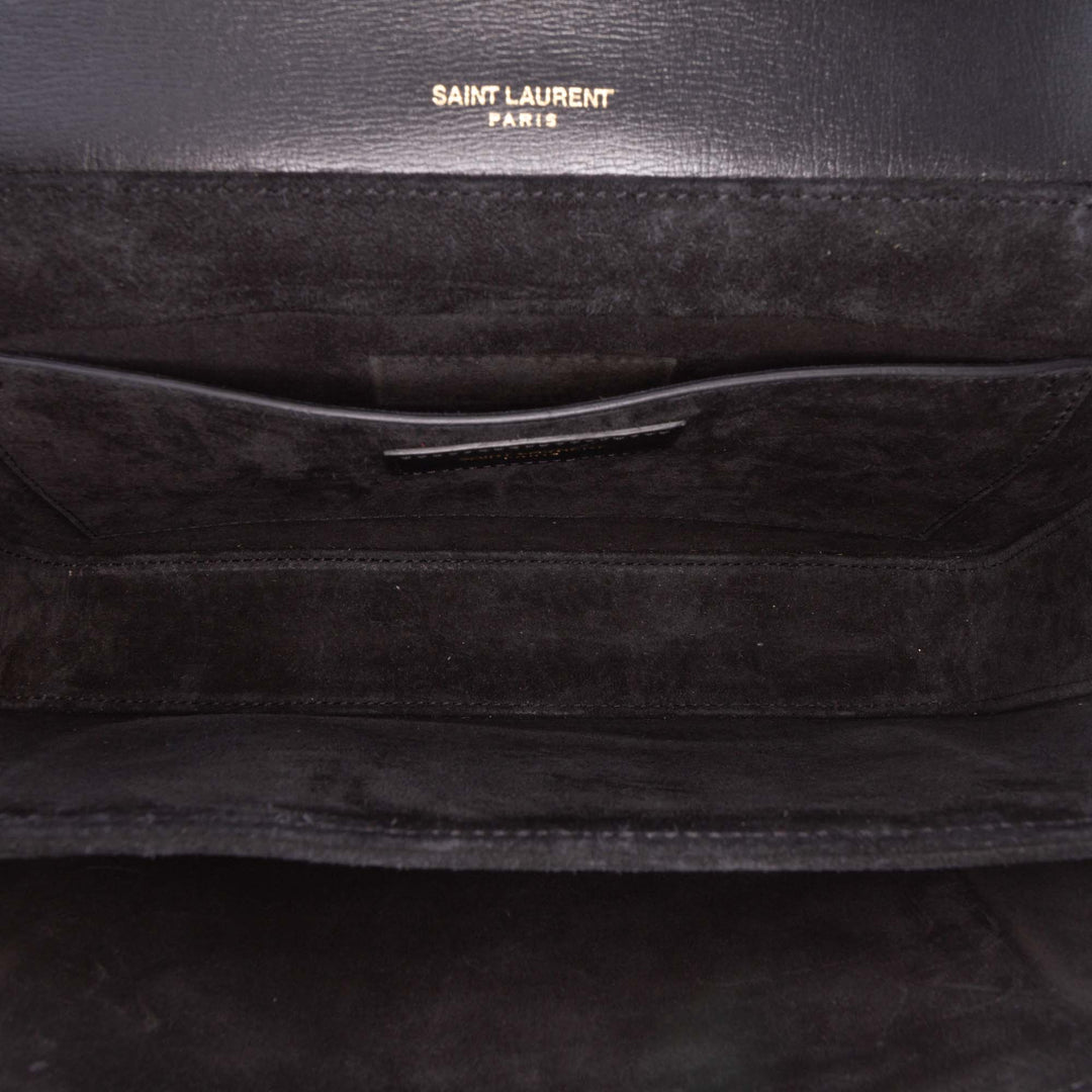 Medium Calfskin and Suede Bellechasse Bag Black - Gaby Paris
