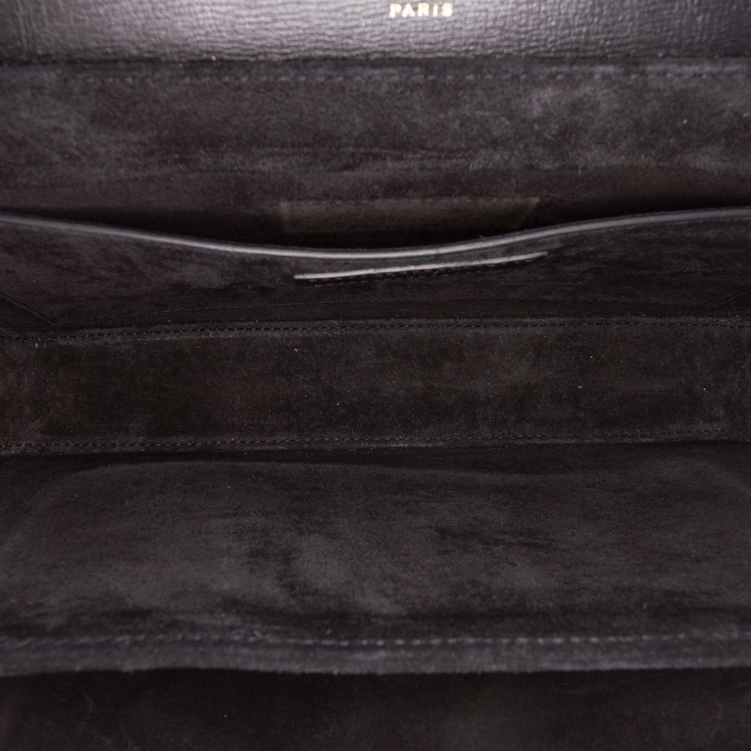 Medium Calfskin and Suede Bellechasse Bag Black - Gaby Paris