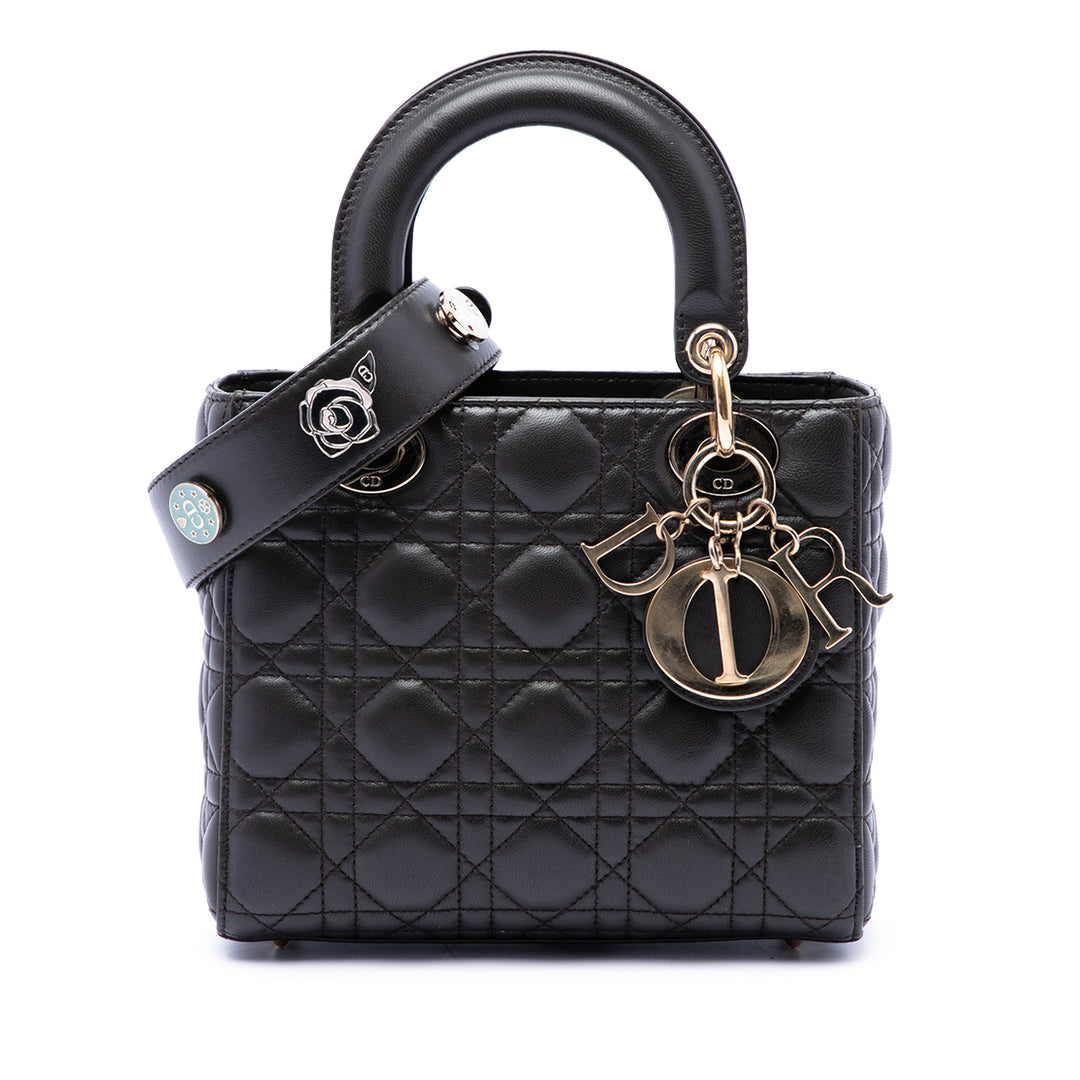 Dior Lady Dior Cannage My ABCDior Petit Cuir d'agneau Noir – vue principale – GABY PARIS