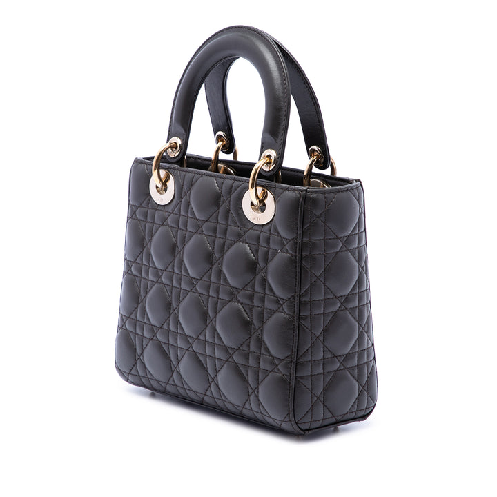 Dior Lady Dior Cannage My ABCDior Petit Cuir d'agneau Noir – vue 2 – GABY PARIS