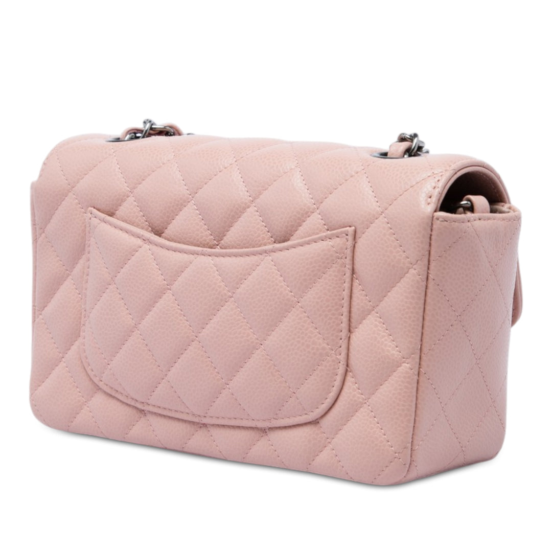 Chanel Classic Rectangulaire Rabat simple Mini Cuir caviar Rose – vue 2 – GABY PARIS