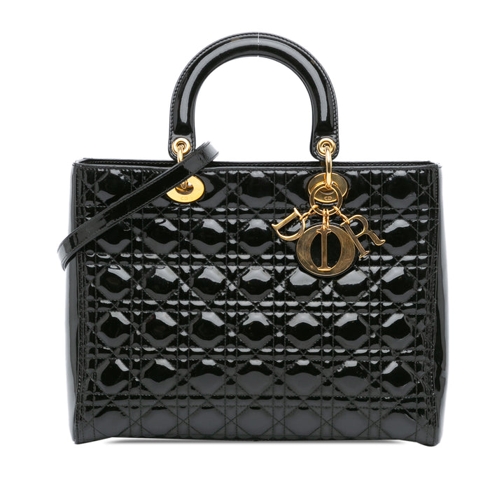 Large Patent Cannage Lady Dior Black - Gaby Paris