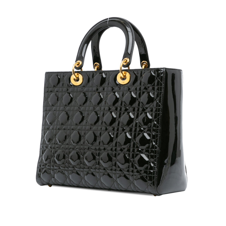 Large Patent Cannage Lady Dior Black - Gaby Paris