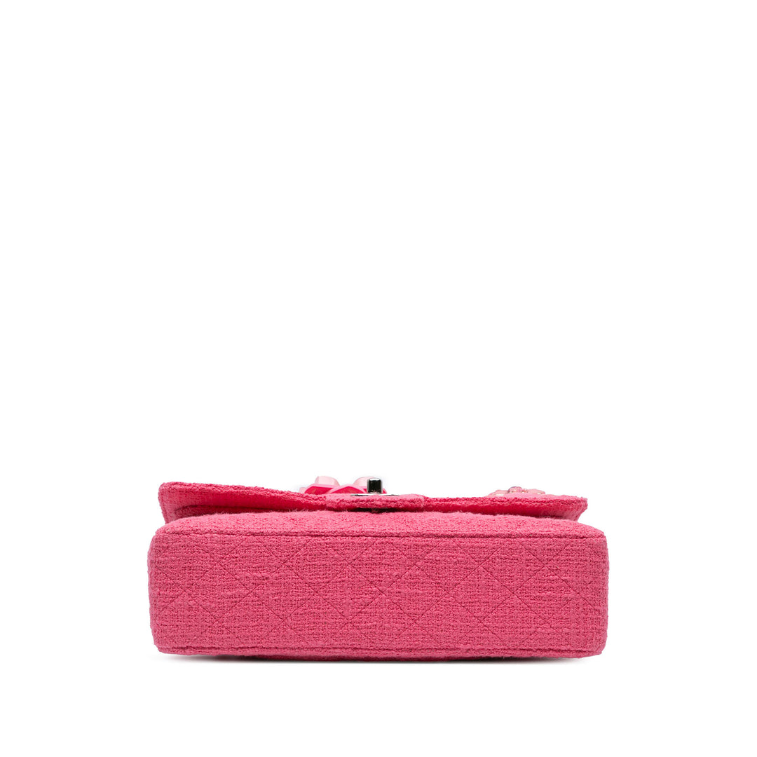 Chanel Medium Classic Tweed Beaded Flower Double rabat