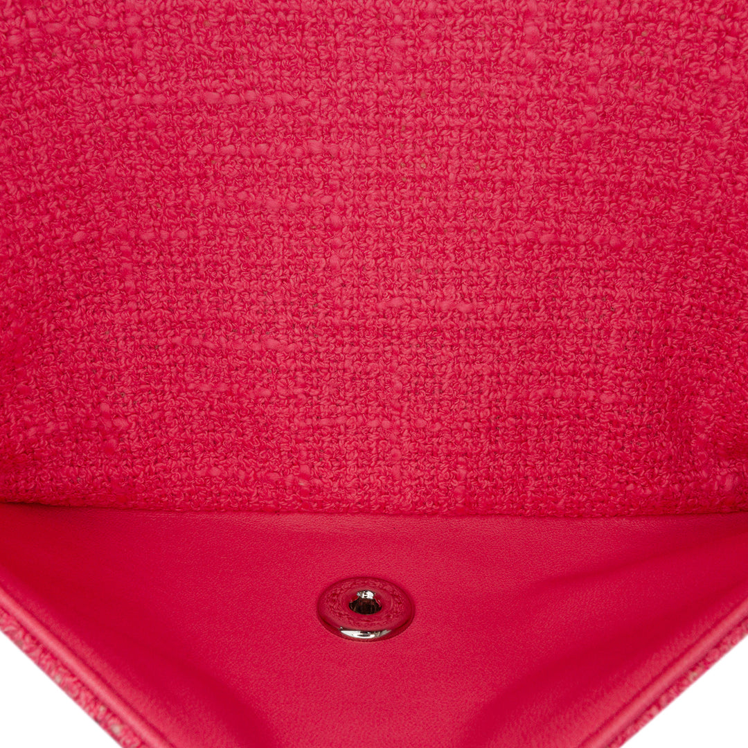 Chanel Medium Classic Tweed Beaded Flower Double rabat