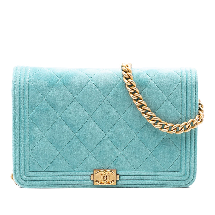 Chanel Matelassé Velours Boy Wallet on Chain