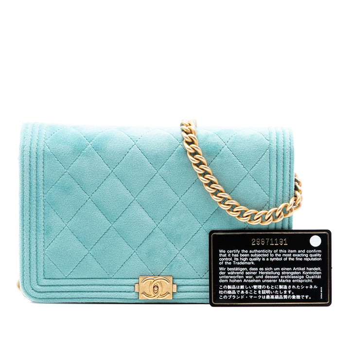 Chanel Matelassé Velours Boy Wallet on Chain