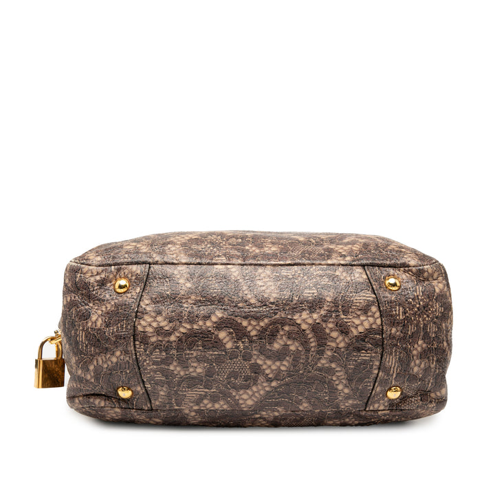 Prada Cervo Lux Lace Print Bauletto Sac à main
