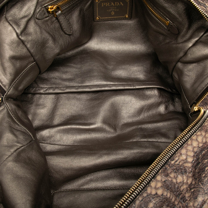 Prada Cervo Lux Lace Print Bauletto Sac à main