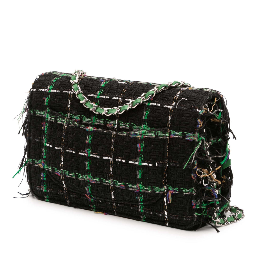 Chanel Quilted Boucle Tweed Robot Charm Wallet On Chain Noir