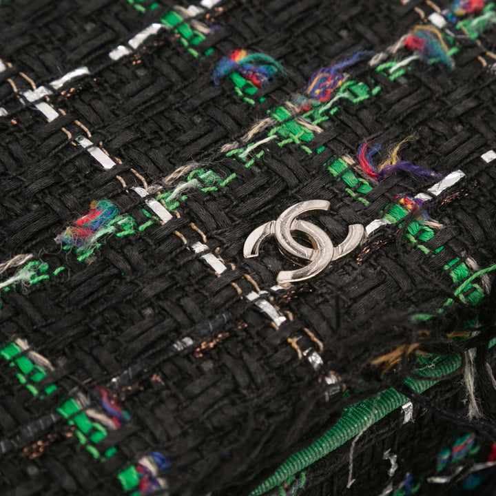 Chanel Quilted Boucle Tweed Robot Charm Wallet On Chain Noir