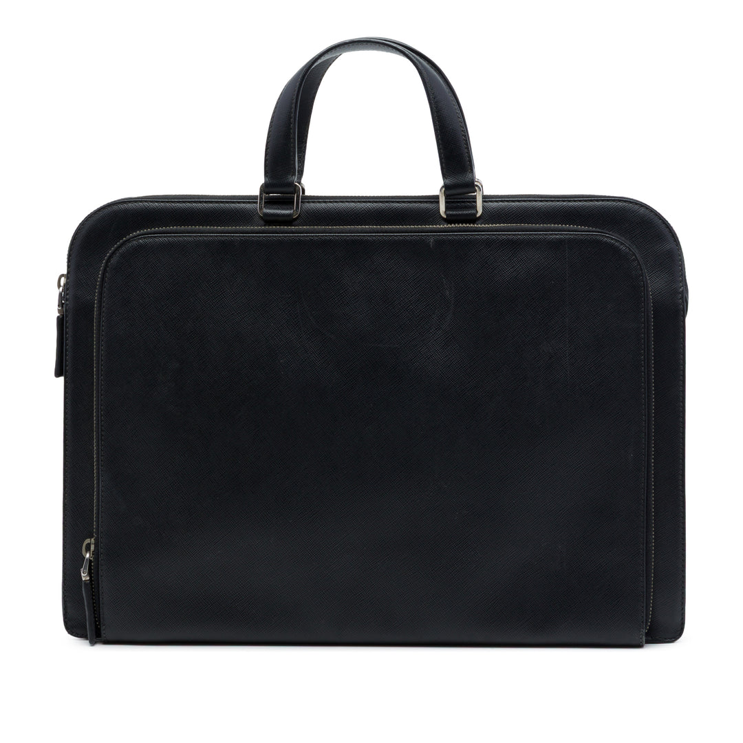 Travel Front Zippé Poche Porte-documents Saffiano Noir