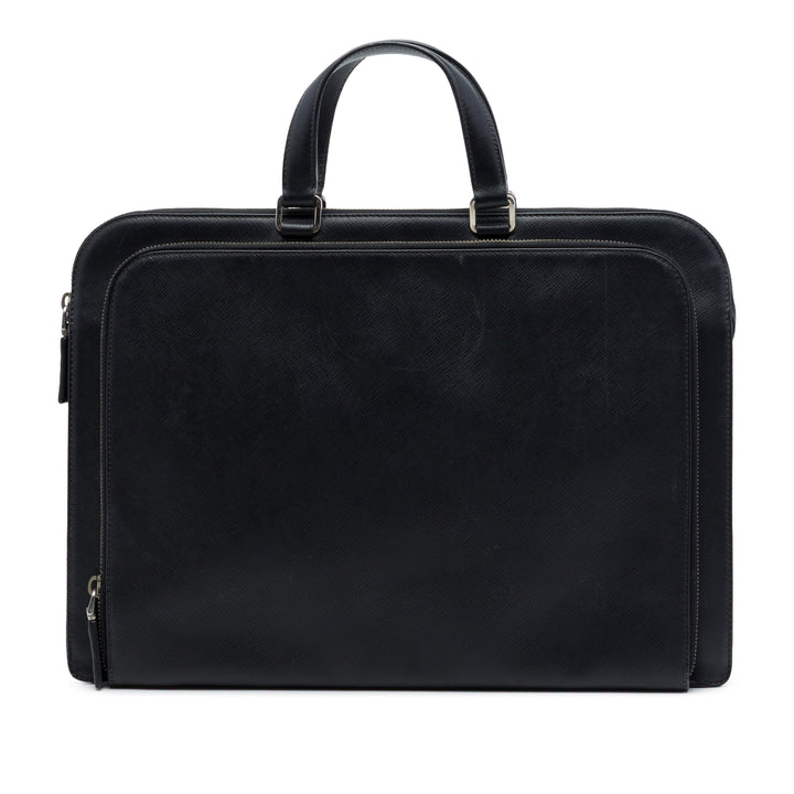 Travel Front Zippé Poche Porte-documents Saffiano Noir