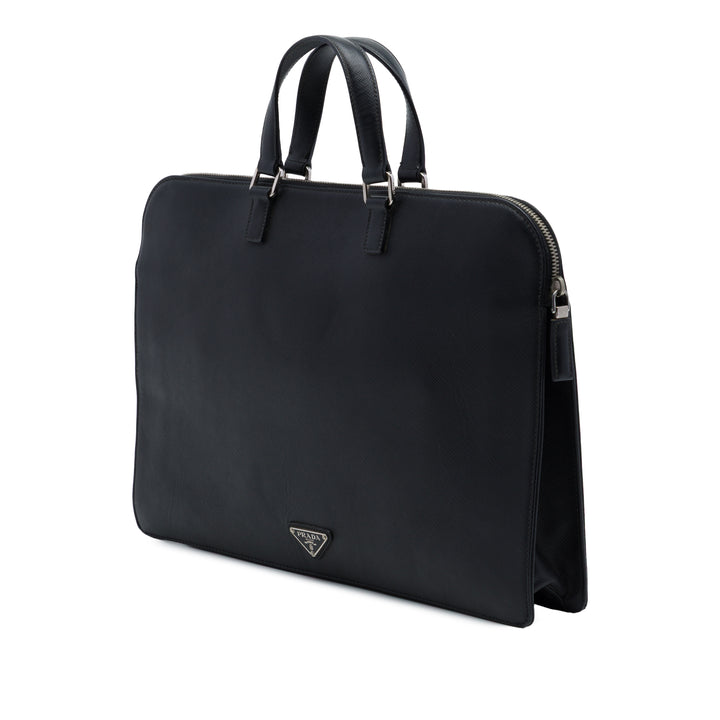 Travel Front Zippé Poche Porte-documents Saffiano Noir