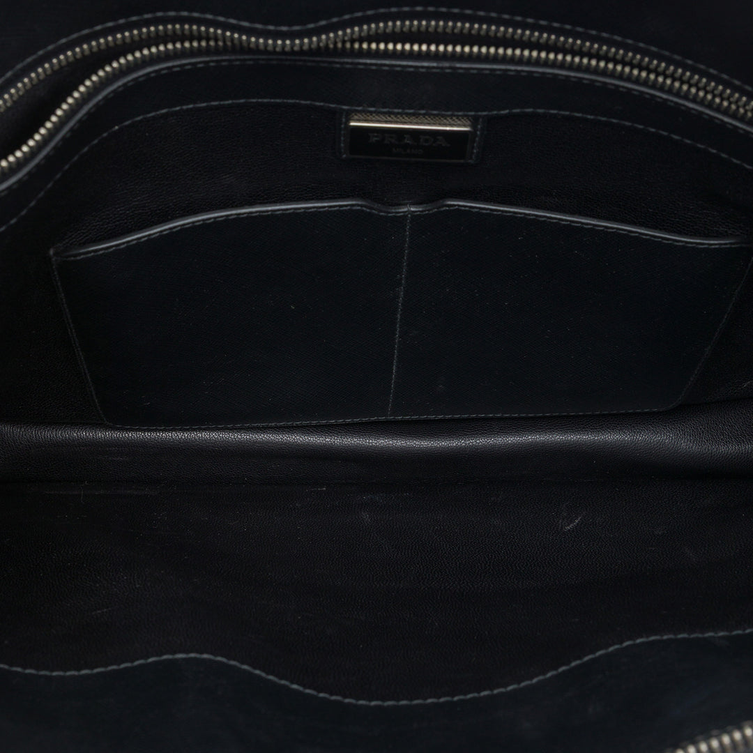 Travel Front Zippé Poche Porte-documents Saffiano Noir