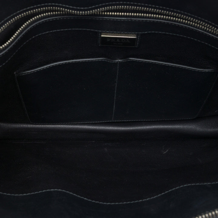 Travel Front Zippé Poche Porte-documents Saffiano Noir