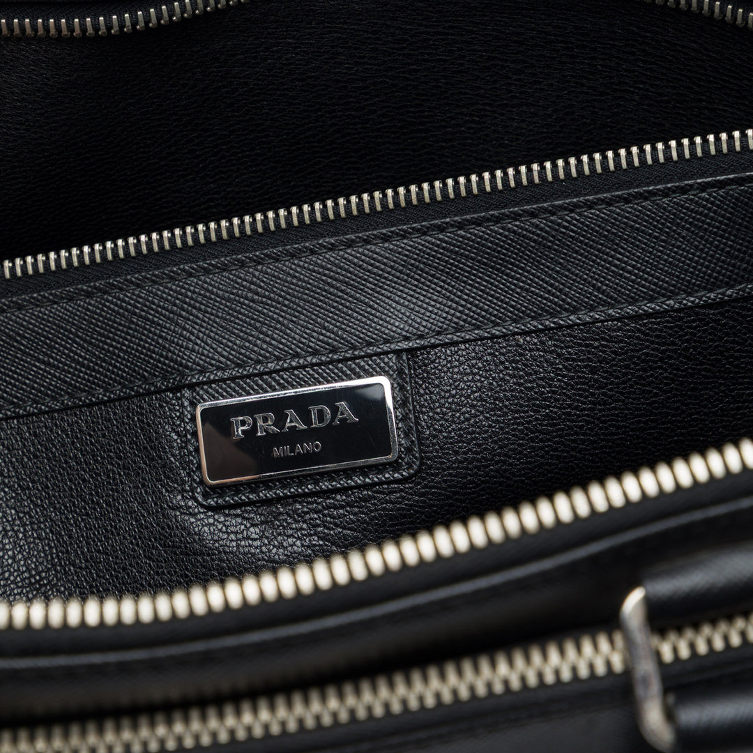 Travel Front Zippé Poche Porte-documents Saffiano Noir
