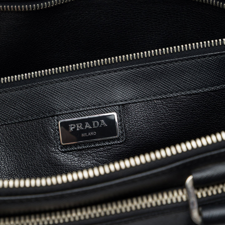 Travel Front Zippé Poche Porte-documents Saffiano Noir