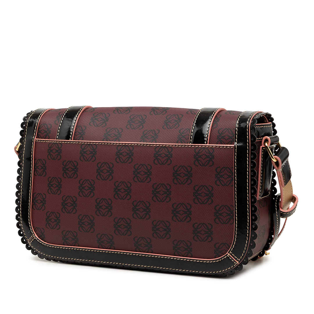 LOEWE Sequins à finitions Anagram PVC Coated Toile Double Buckle à rabat Sac bandoulière
