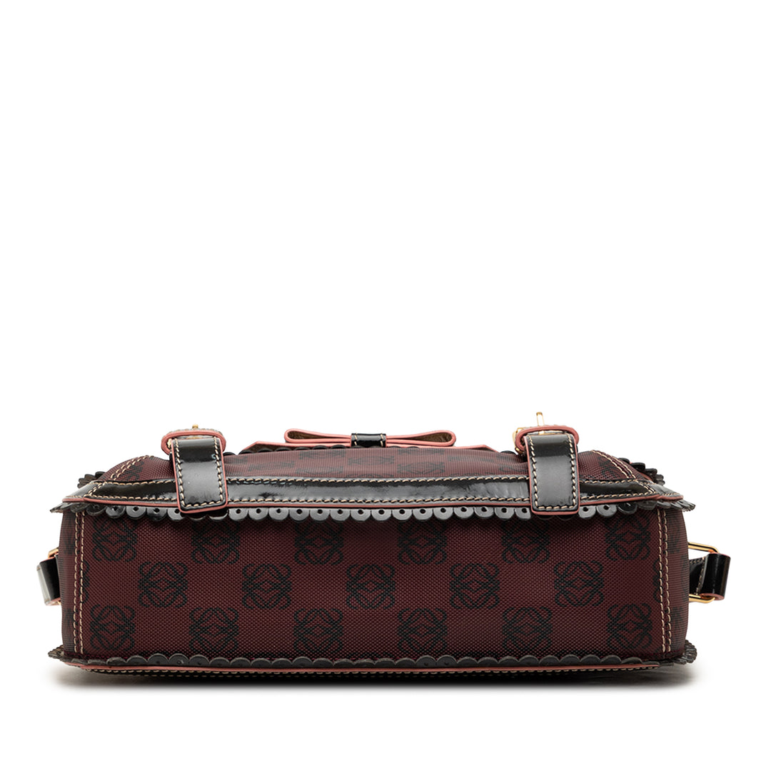 LOEWE Sequins à finitions Anagram PVC Coated Toile Double Buckle à rabat Sac bandoulière